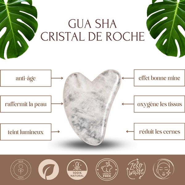 Gua Sha en cristal de roche – Pureté et éclat du visage
