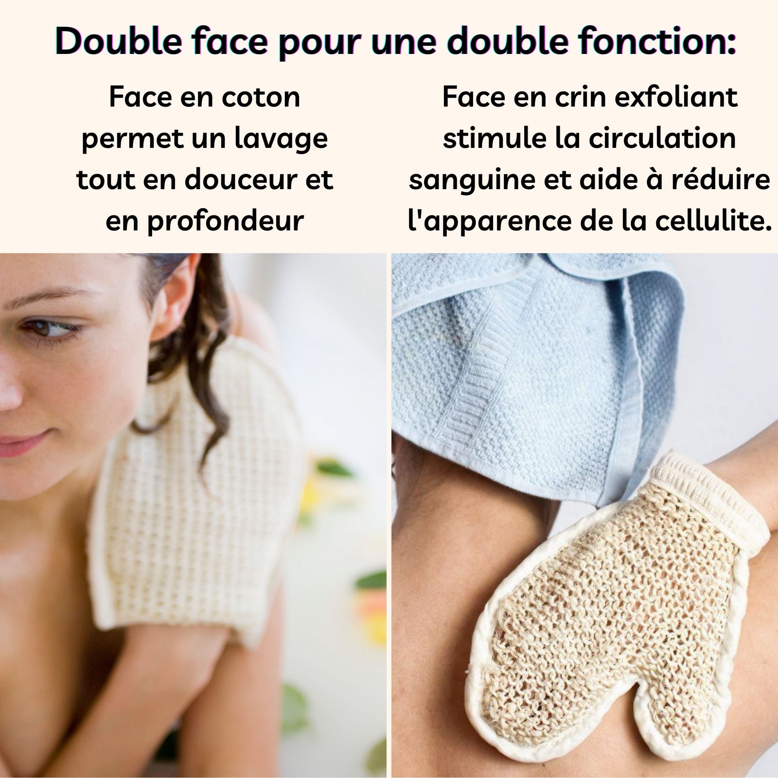 Gant de bain en crin exfoliant – Éclat et vitalité de la peau