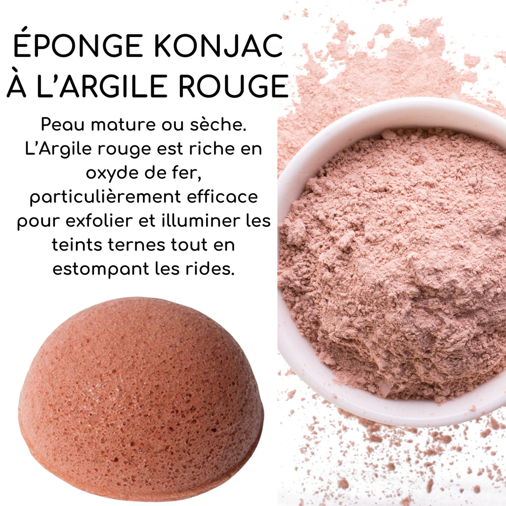 Éponge Konjac à l’Argile Rouge – Nettoyage et Éclat