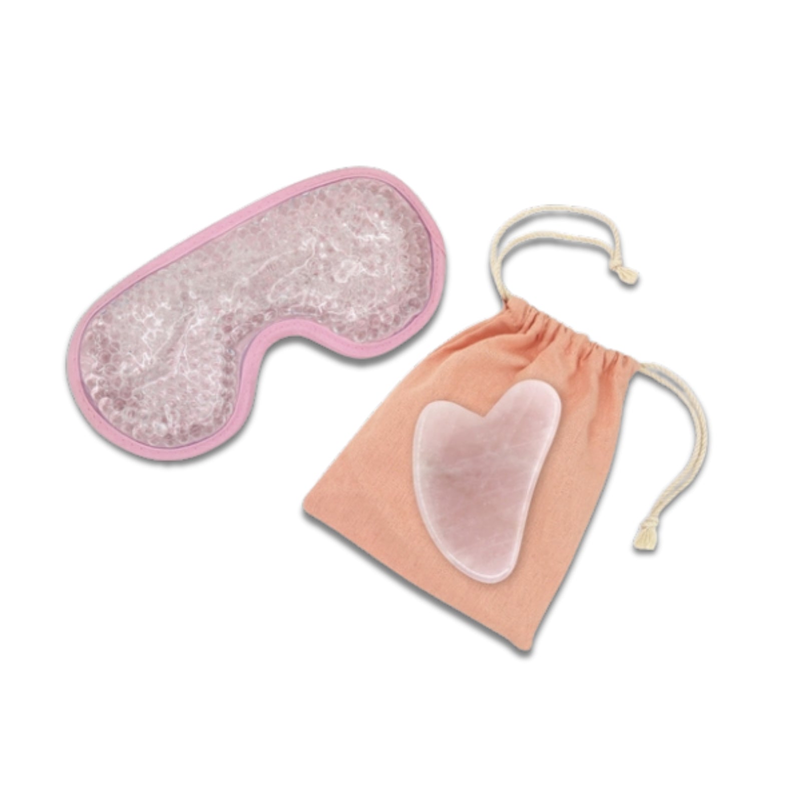 Kit Masque Yeux ThermoConfort et Gua Sha en quartz rose + housse