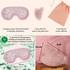 Kit Masque Yeux ThermoConfort et Gua Sha en quartz rose + housse
