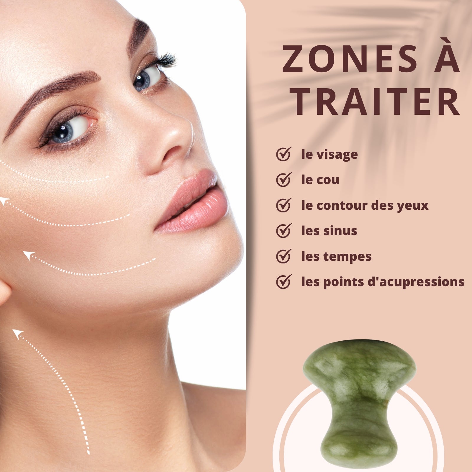Champi Gua Sha en jade vert – Éclat et détente du visage
