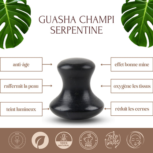 Champi Gua Sha en serpentine noire – Relaxation et détente