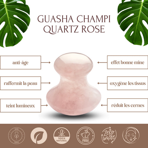 Champi Gua Sha en quartz rose – Éclat et détente du visage