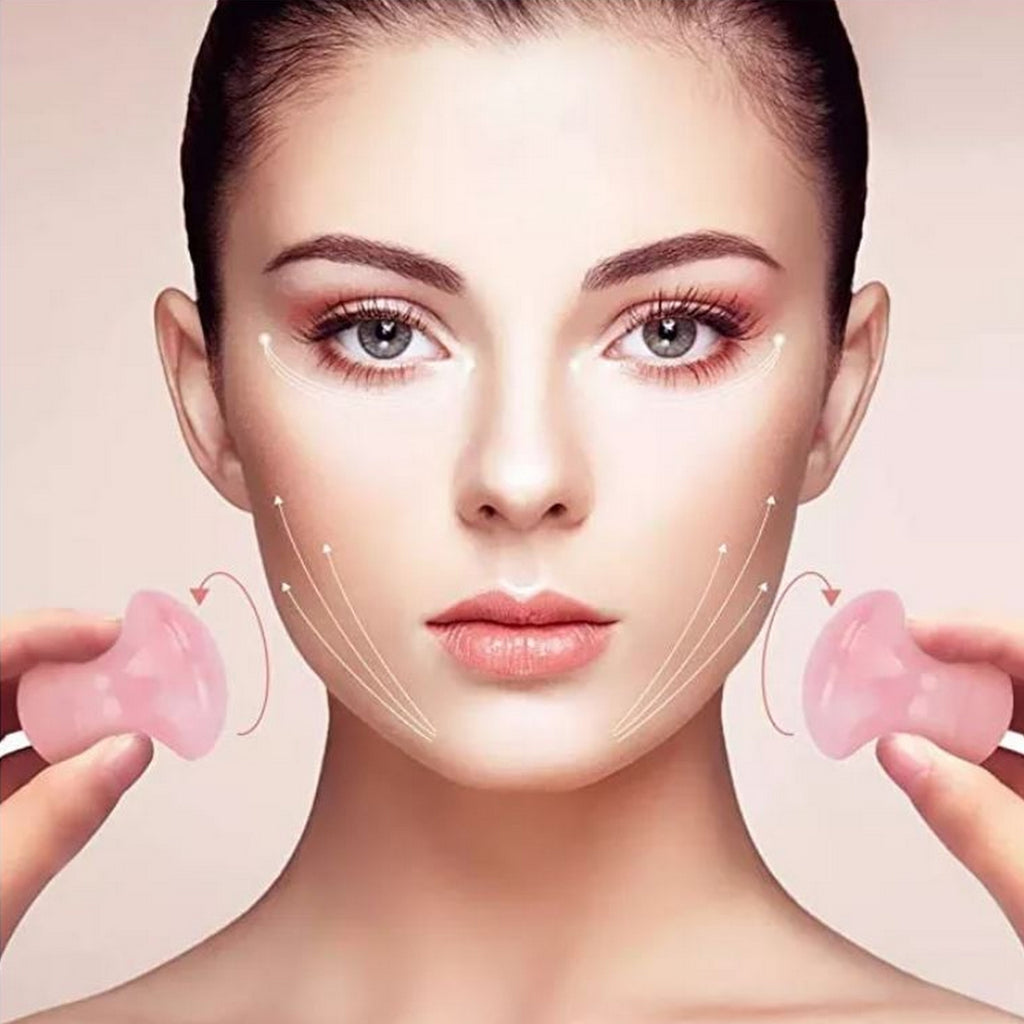 Champi Gua Sha en quartz rose – Éclat et détente du visage