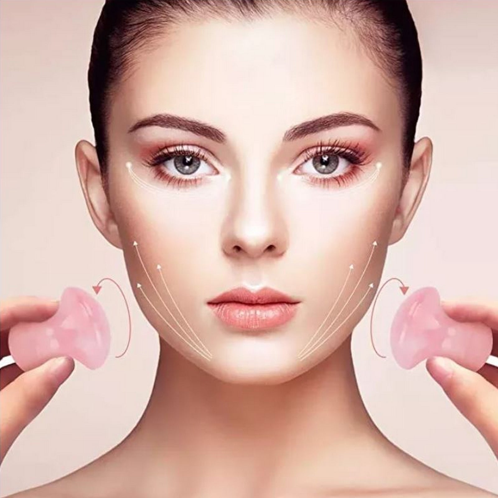 Champi Gua Sha en quartz rose – Éclat et détente du visage
