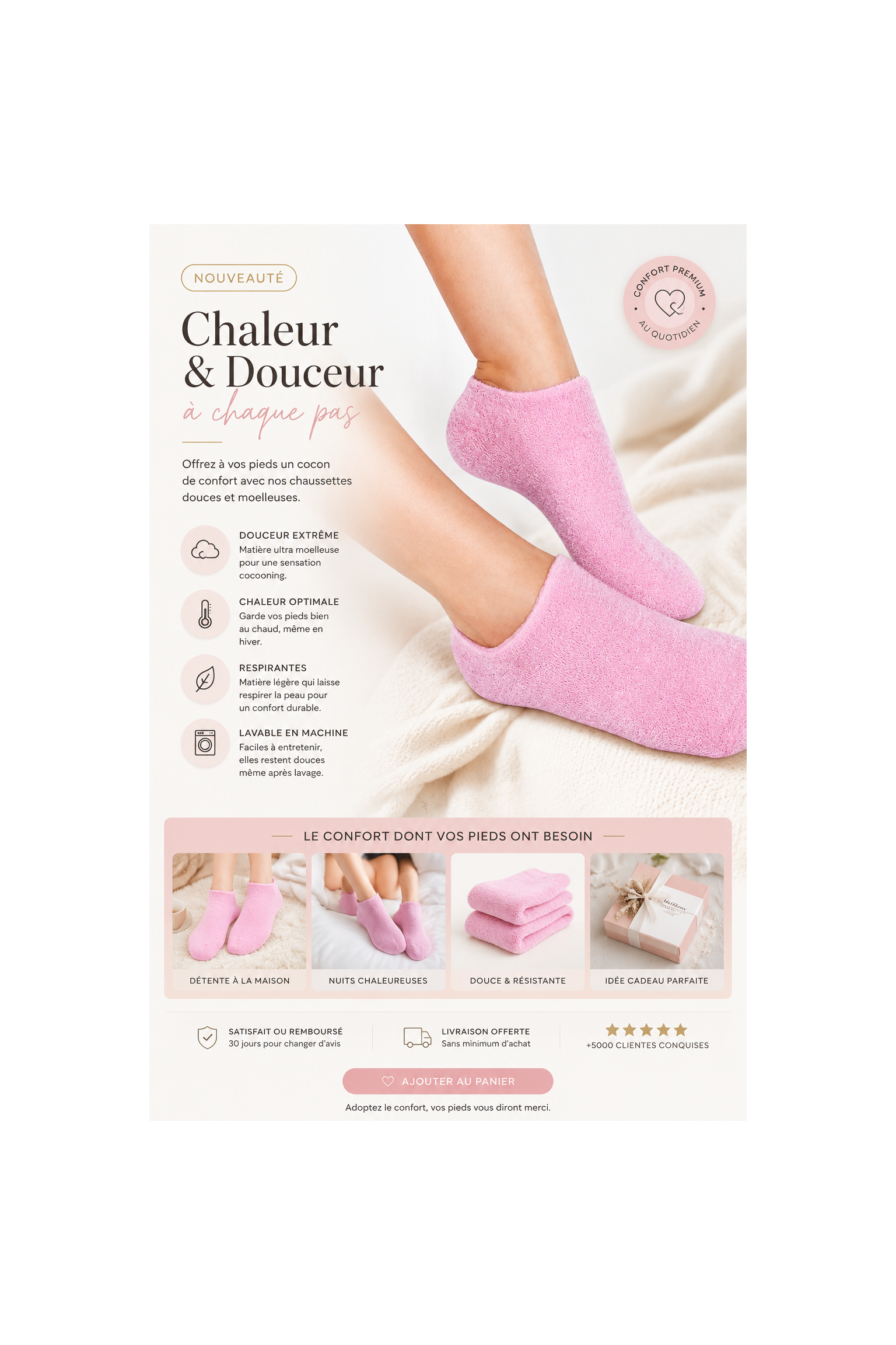 Chaussettes SPA Hydratantes Rose