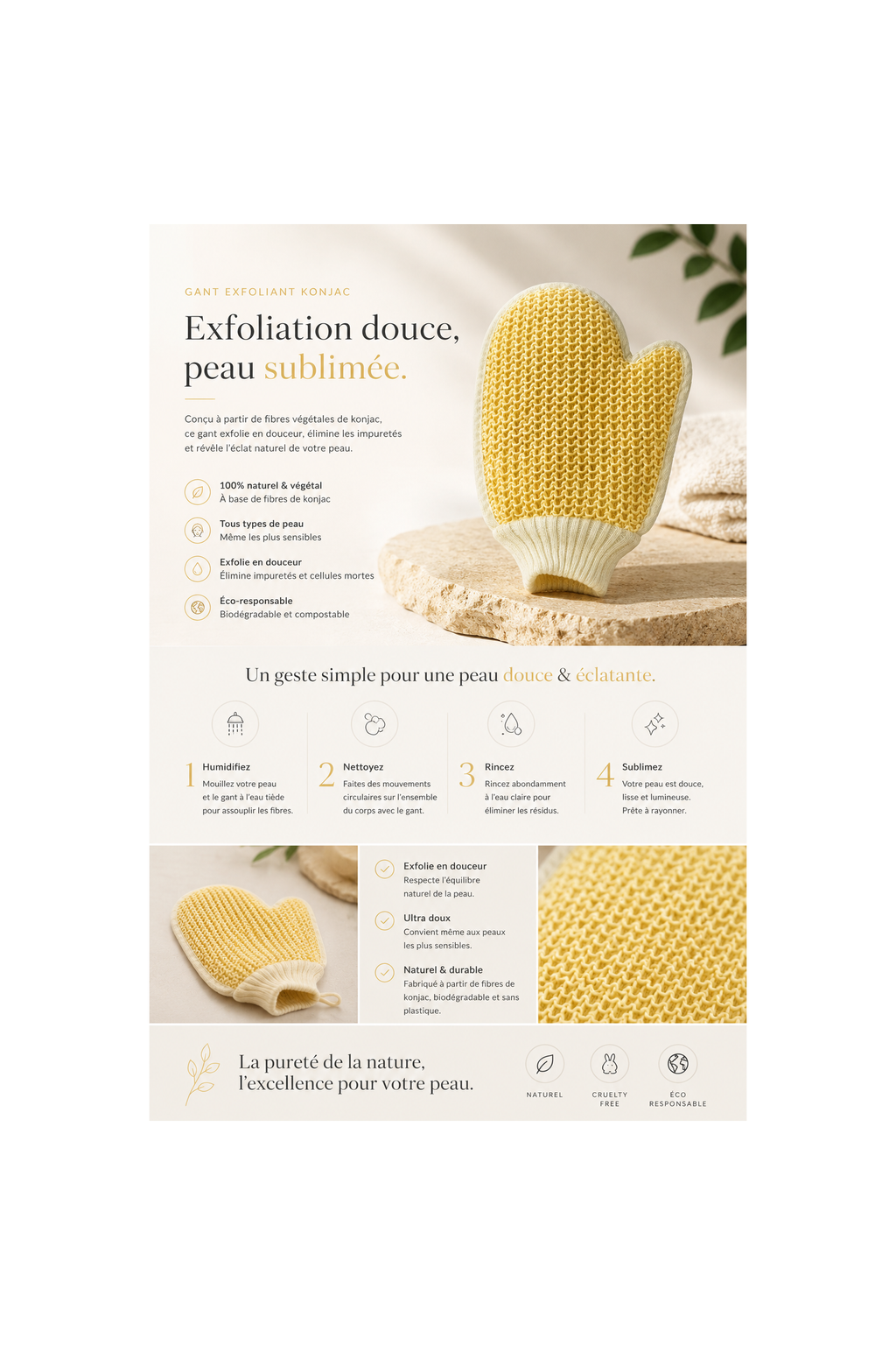Gant de bain en crin exfoliant