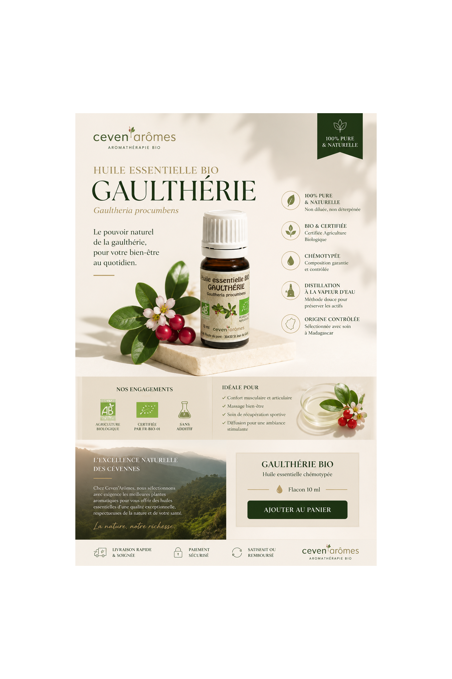 Gaulthérie Bio 10ml