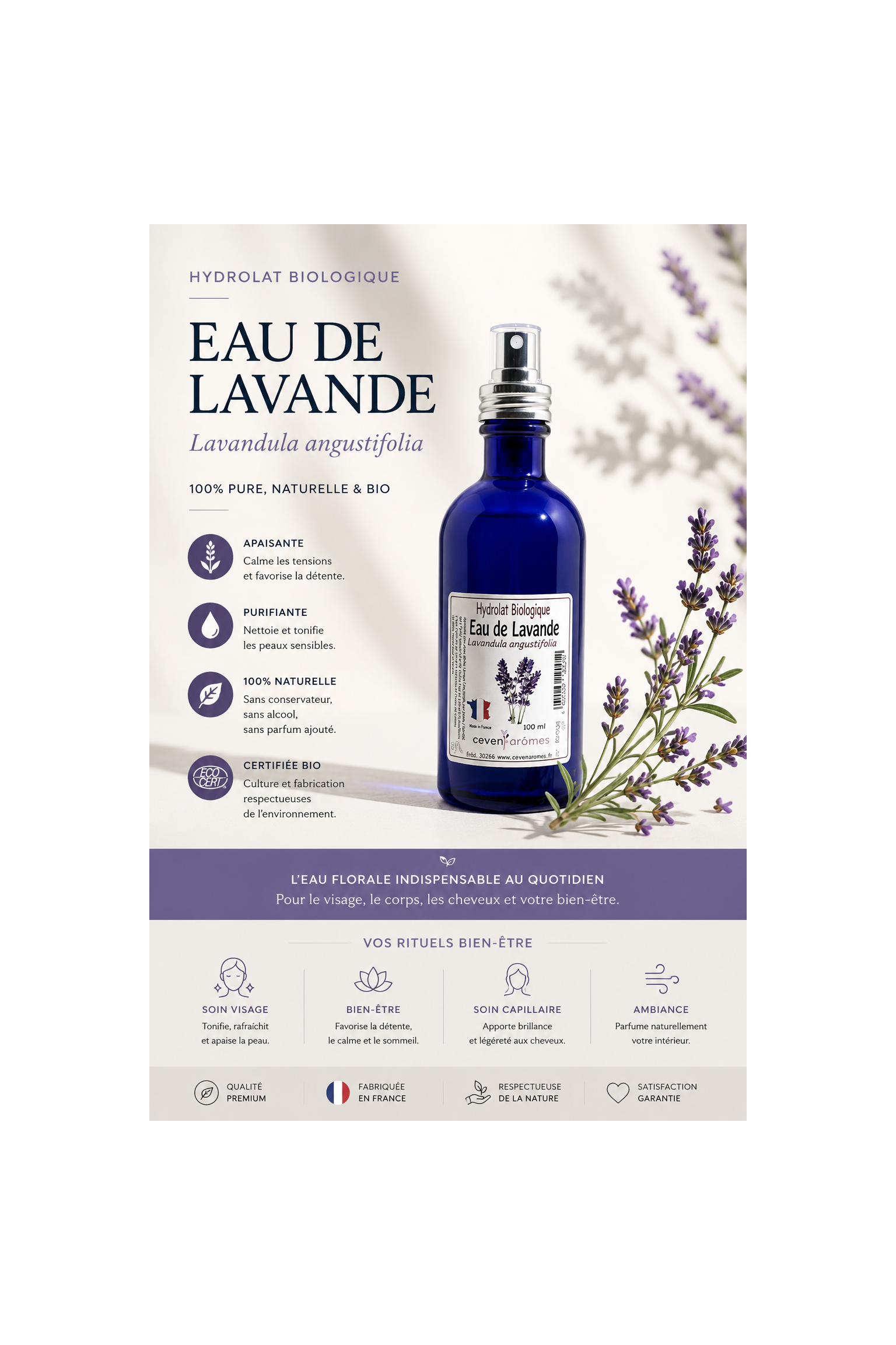 Hydrolat de Lavande Bio 100ml