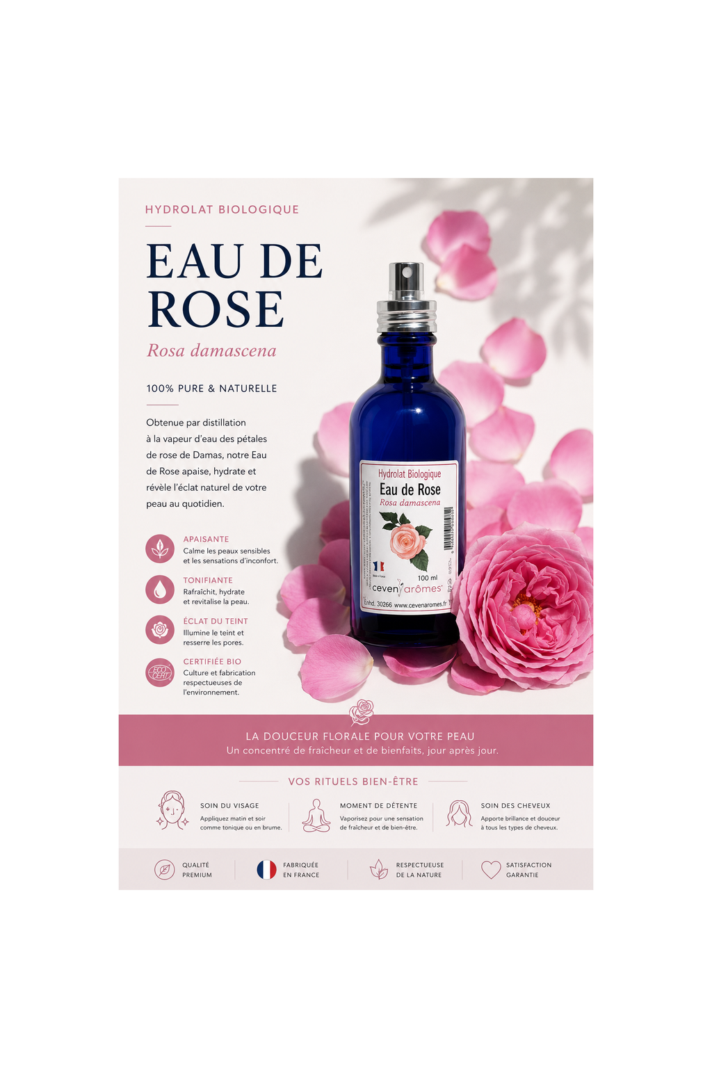 Hydrolat de Rose Bio 100ml